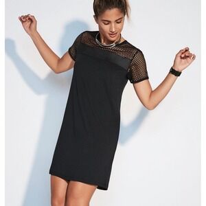 Fabletics Active Dress Womens Medium Black Mesh Yoke Short Sleeve